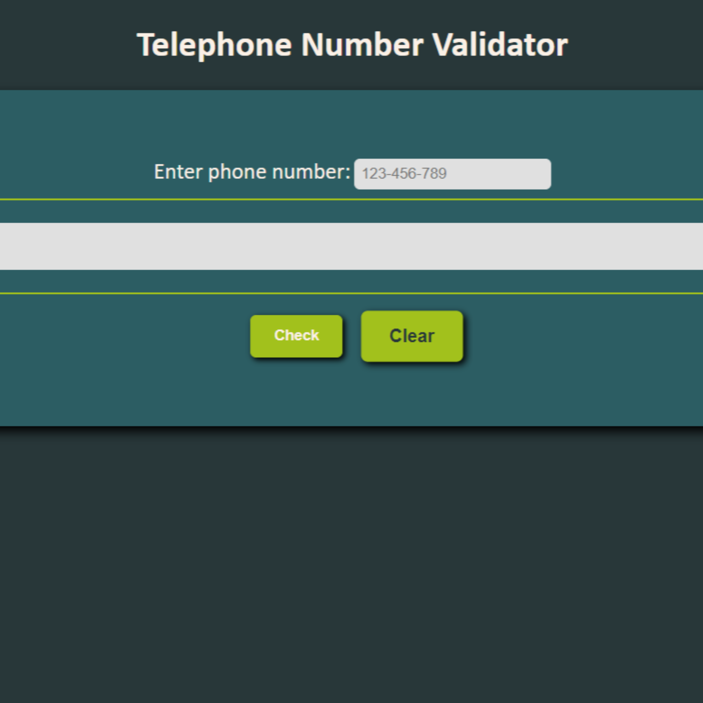 Telephone Number Validator Screenshot